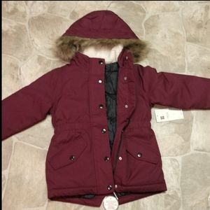 Kid's Puffer Parka Coat Swiss Tech Performance Water Resistant Burgundy M (7-8)